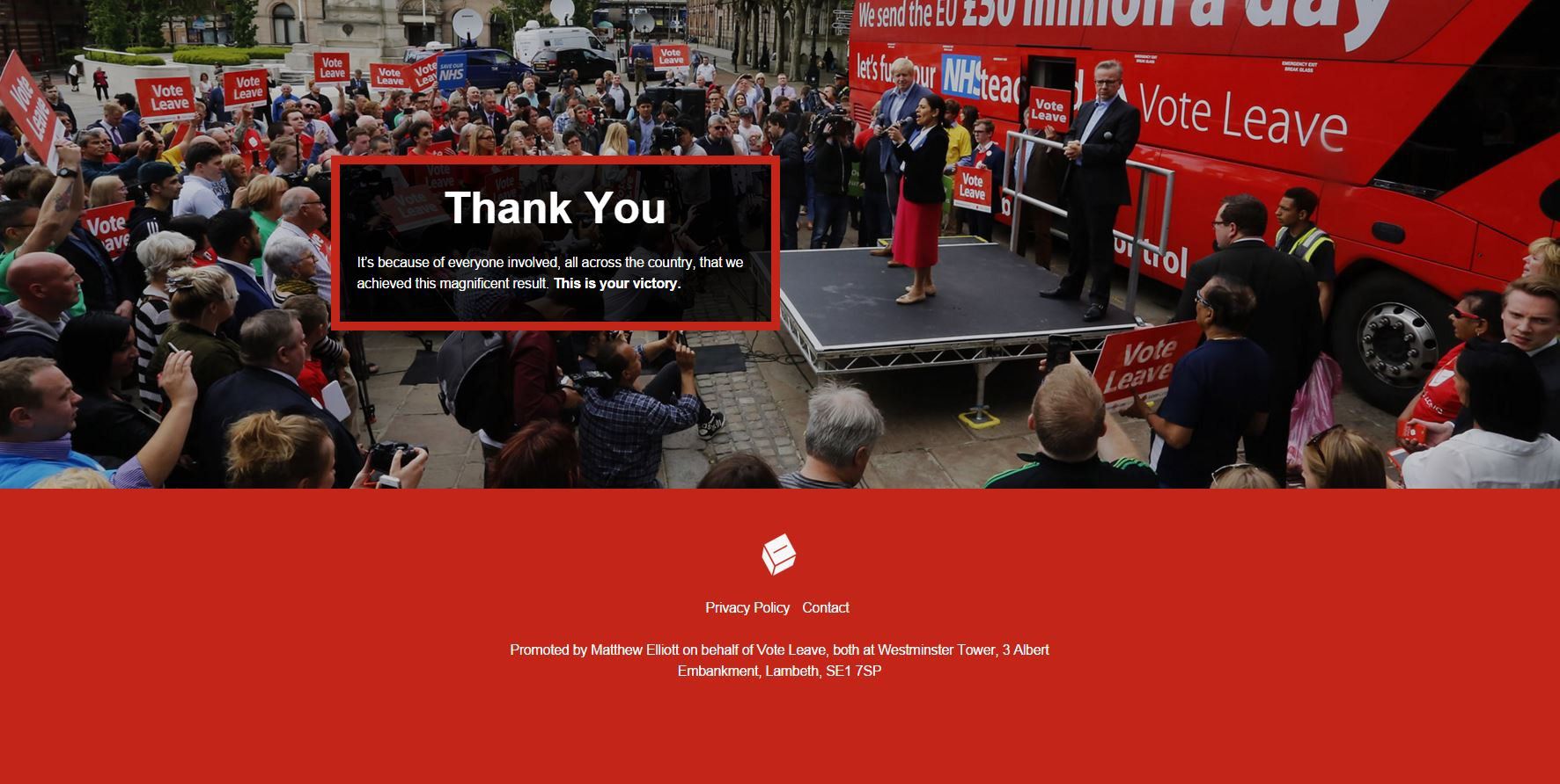 Новость - События - Кампания Vote Leave заблокировала свой сайт и отказалaсь выполнять предвыборные обещания