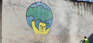 На Черемушках коммунальщики закрасили кота-патриота