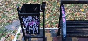 Акт вандализма в сквере Янгеля в Днепре: неизвестные разрисовали зону отдыха (фото)